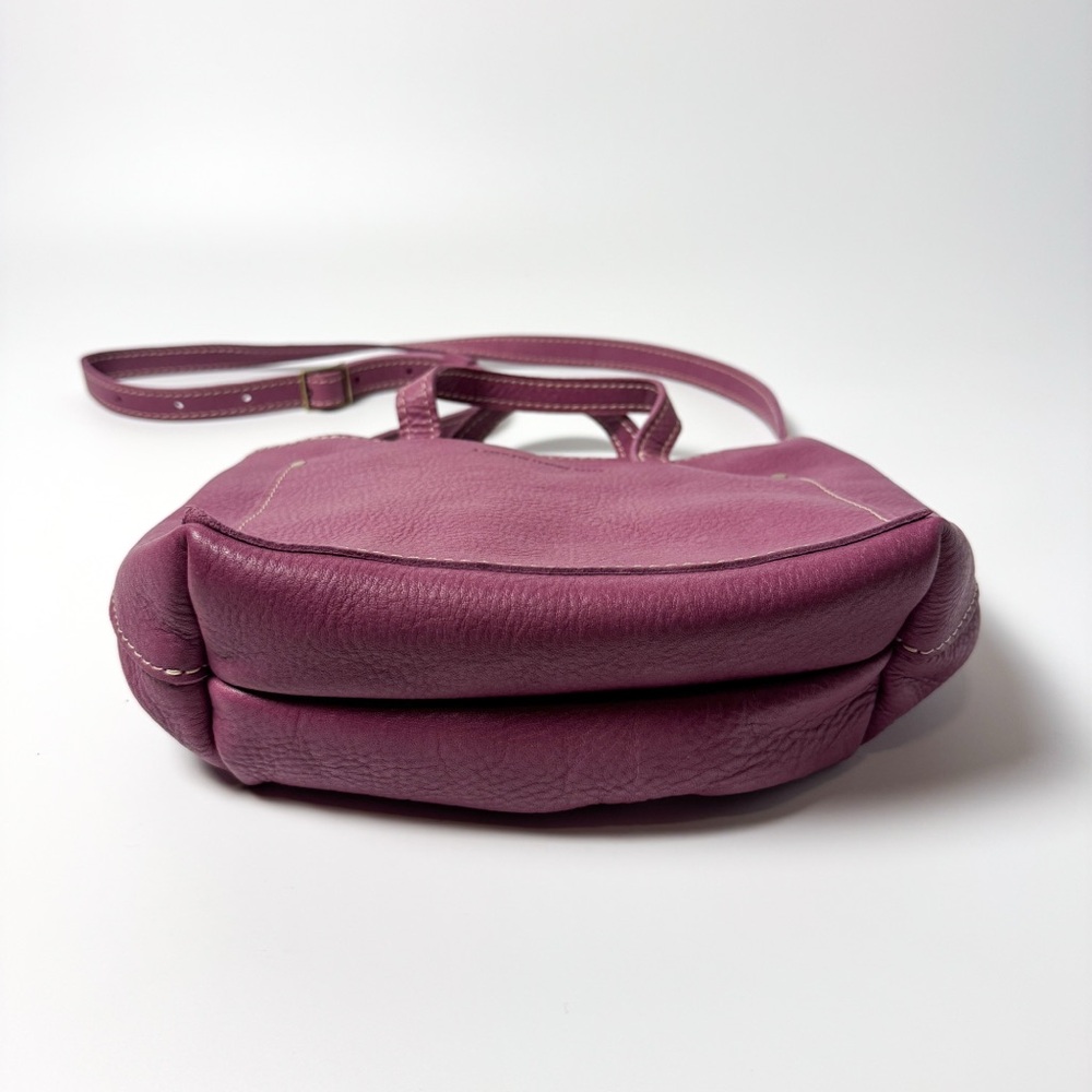 Portland Leather Goods Purple Mulberry Zipper Leather Mini Tote Crossbody Bag - Picture 3 of 8